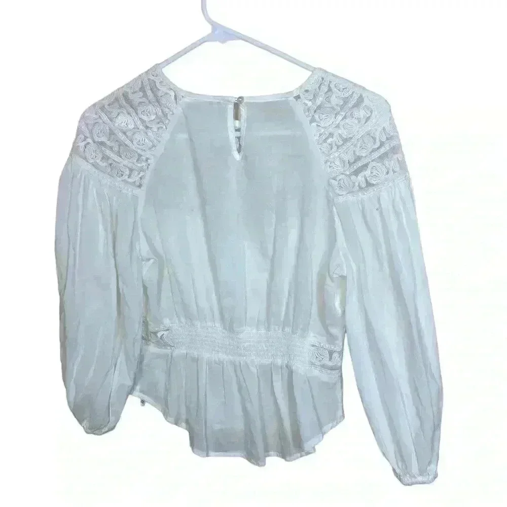 Free People Top blouse Free Sweet Mornings Lace Open Back coquette size xsmall